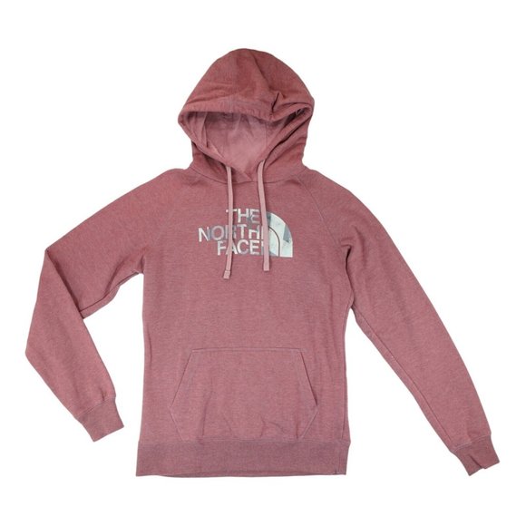 The North Face Hoodie Pullover Womens Size M Burgundy Big Spellout Logo On Front - Picture 1 of 5